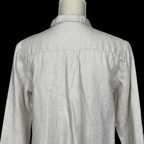 Mashu Kashu Linen Cream Eyelet Tunic Top Shirt Women’s Size M Button Front - Picture 5 of 7